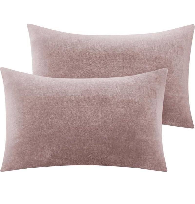 S&S Sands® Premium Ultra Soft Woollen Pillow Cover Set of 2 for Winter with Zipper Closure, Cozy Pillow Case Perfect for Warmth, Flannel Warm Pillowcases, King size-18X28 Inches (Light Pink) - Image 3