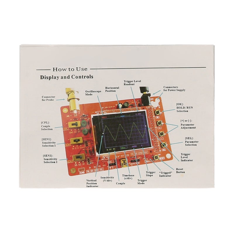 مجموعة مخطط التذبذب (Oscilloscope Kit) بـ شاشة TFT مقاس 2.4 بوصة - مخطط تذبذب رقمي محمول بحجم جيب مع غاية وحساس - مجموعة تعليمية إلكترونية معتممة بالكامل - Image 2
