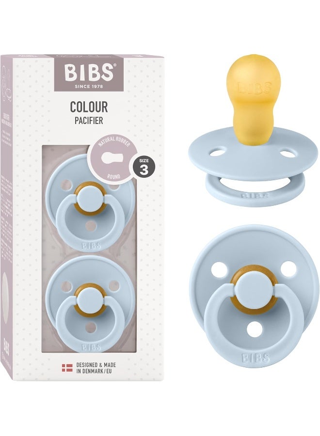 BIBS لهاية بيبس الملونة 2-عبوة، مصاصة خالية من BPA، مطاط طبيعي دائري، مصنوعة في الدنمارك، الحجم 3 (18+ شهر)، أزرق فاتح - Image 1