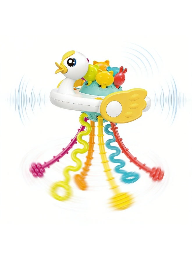 Halamodo Baby Montessori Silicone Toy, Little Duck Pull String Toy, Travel Pull String Activity Toy,Sensory Toys ,Fine Motor Skills Developmental Toys Boys Girls Infant Toys, Baby Early Learning Toys, Gift For Boys And Girls, Chewable Soft Rubber Rattle, 10x8x17cm - Image 3
