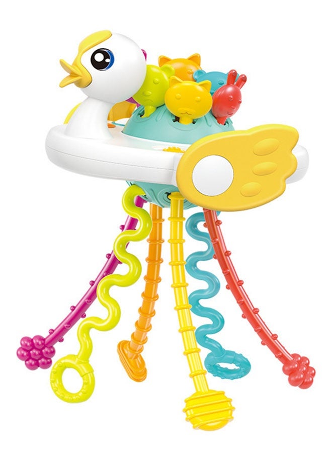 Halamodo Baby Montessori Silicone Toy, Little Duck Pull String Toy, Travel Pull String Activity Toy,Sensory Toys ,Fine Motor Skills Developmental Toys Boys Girls Infant Toys, Baby Early Learning Toys, Gift For Boys And Girls, Chewable Soft Rubber Rattle, 10x8x17cm - Image 1