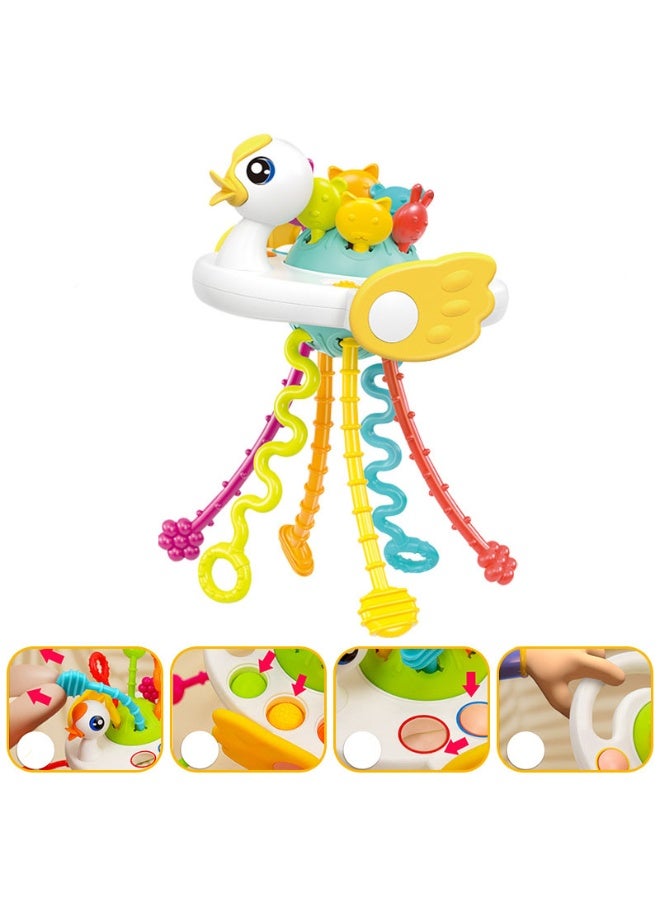 Halamodo Baby Montessori Silicone Toy, Little Duck Pull String Toy, Travel Pull String Activity Toy,Sensory Toys ,Fine Motor Skills Developmental Toys Boys Girls Infant Toys, Baby Early Learning Toys, Gift For Boys And Girls, Chewable Soft Rubber Rattle, 10x8x17cm - Image 2