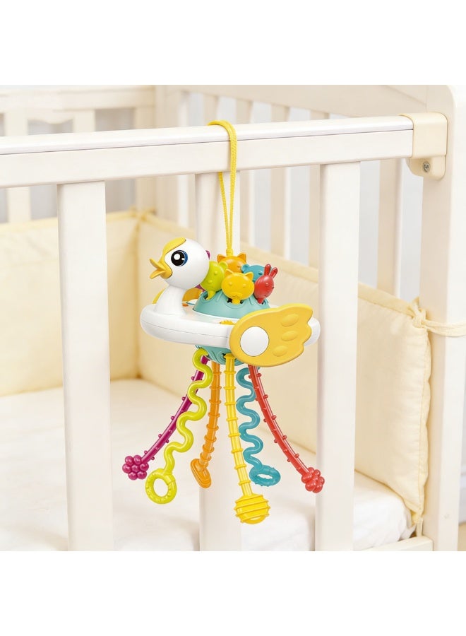 Halamodo Baby Montessori Silicone Toy, Little Duck Pull String Toy, Travel Pull String Activity Toy,Sensory Toys ,Fine Motor Skills Developmental Toys Boys Girls Infant Toys, Baby Early Learning Toys, Gift For Boys And Girls, Chewable Soft Rubber Rattle, 10x8x17cm - Image 5