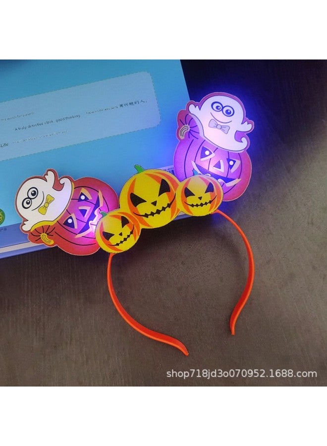 Cross-border Halloween Party Luminous Pumpkin Lantern Hoop Ghost Festival Stage Performance Supplies Skull Head Hoop Hair Hoop Props 