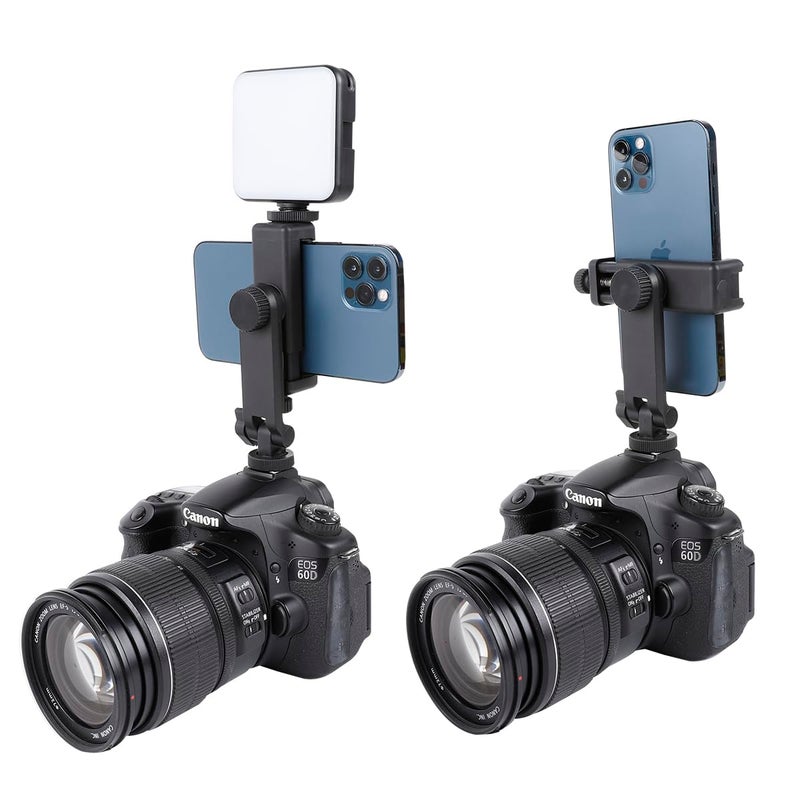 Leenconghui Multifunctional Universal Cell Phone Tripod Mount Adapter 360 Rotation Camera Hot Shoe Phone Holder Compatible with Canon Nikon Sony DSLR - Image 4