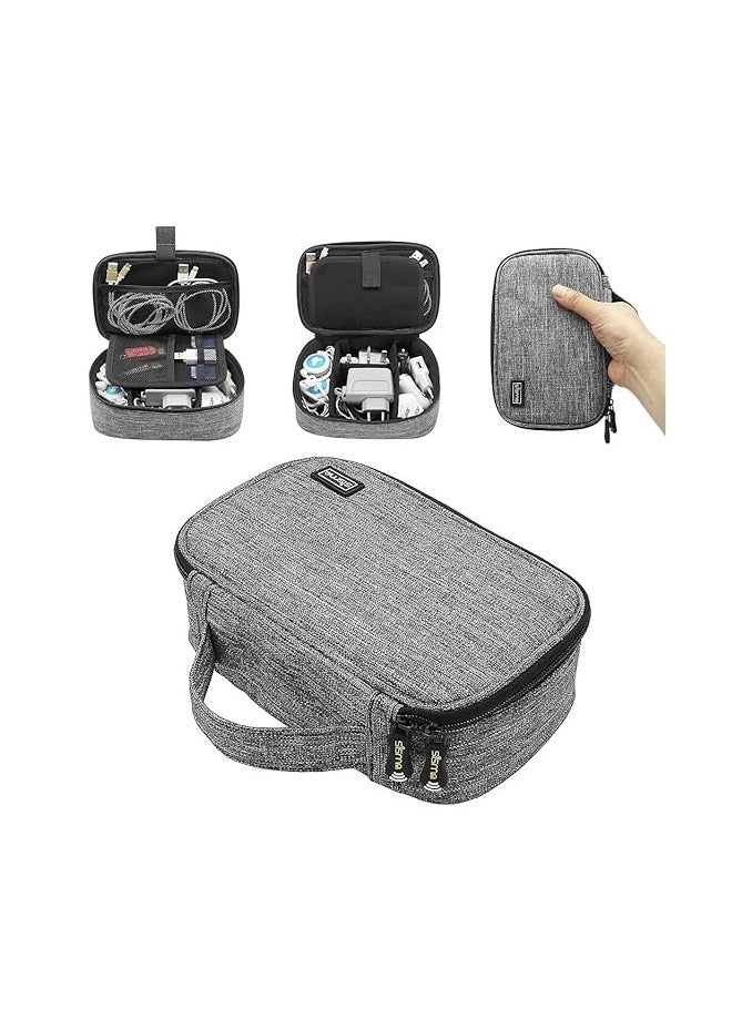 sisma - Travel Carrying Bag for Phone Chargers Cables Batteries Adapter USB Sticks Mouse SD Cards, Sisma Storage Case Universal Electronic Accessories Organizer, Gray - Image 1
