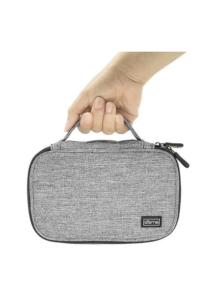 sisma - Travel Carrying Bag for Phone Chargers Cables Batteries Adapter USB Sticks Mouse SD Cards, Sisma Storage Case Universal Electronic Accessories Organizer, Gray - Image 1