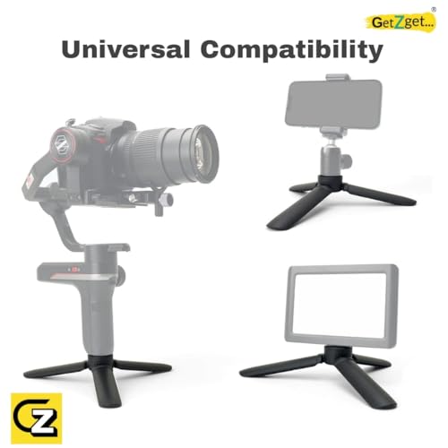 GetZget® Universal Tripod Table Mount Compatible with DJI Ronin 2/3/4, RSC, Osmo OM 4/5/6/7 Mobile Gimbals & Zhiyun DSLR Gimbals - 5Kg Load Capacity, 1/4" Screw Compatible Desktop Stand Accessories - Image 3