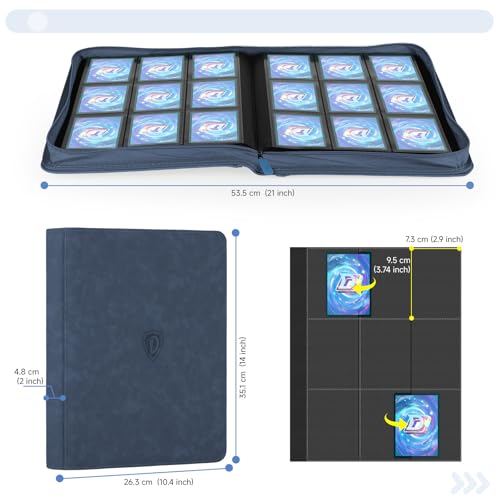 Deoyibu 9 Pocket Card Binder,360 Pockets Trading Card Binder,Double Sided Pocket Collection Binder,Card Folder for MTG,TCG,Game Cards,Sport Cards,Navy Blue - Image 3