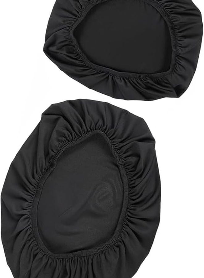 غطاء مقعد مرحاض أسود ناعم 2 قطعة بوليستر واقي لحوض الحمام - Image 1