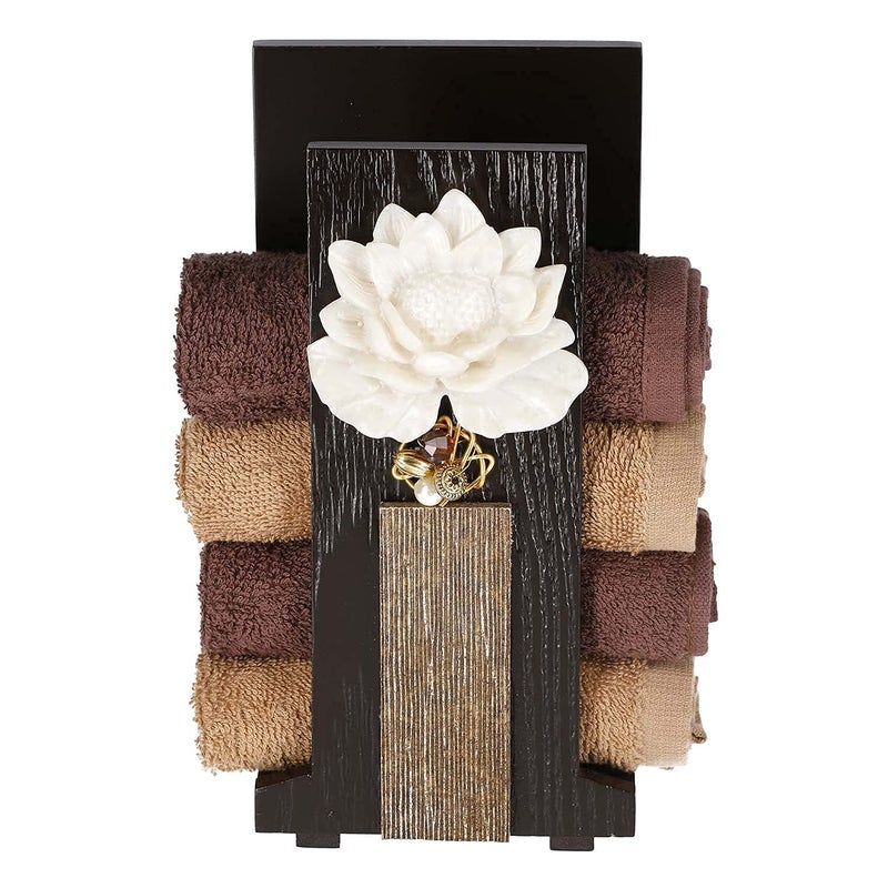 Cocktail COCKTAIL Handcrafted Wooden Hand Towel Holder Towel Stand For Bathroom Napkin Holder For Washbasin Towel Stand Guests Towel Organizer Rack Bathroom accessories Towel Rack Brown LotusG  - Image 2