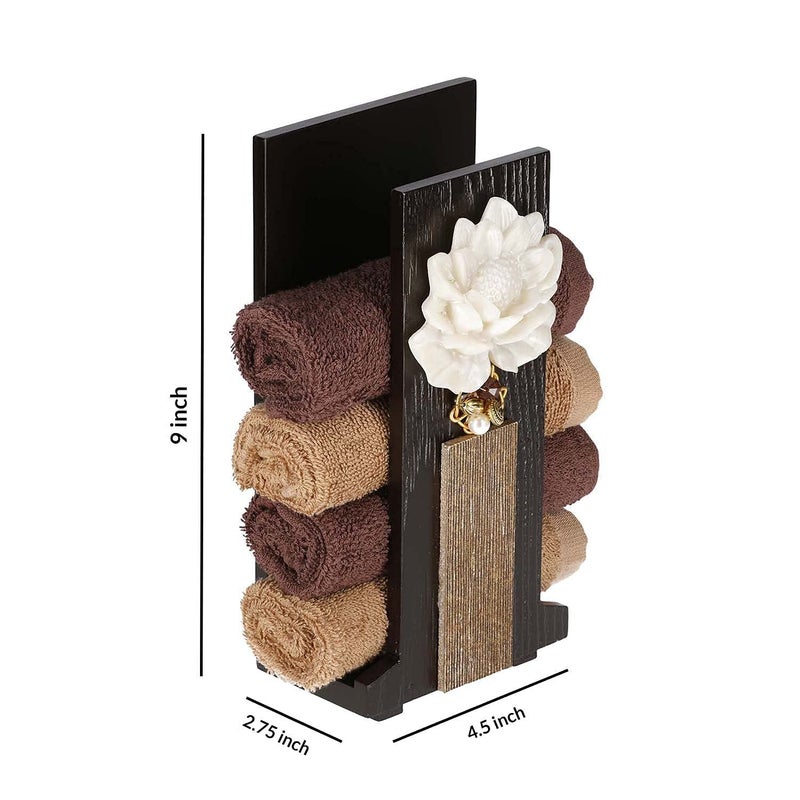 Cocktail COCKTAIL Handcrafted Wooden Hand Towel Holder Towel Stand For Bathroom Napkin Holder For Washbasin Towel Stand Guests Towel Organizer Rack Bathroom accessories Towel Rack Brown LotusG  - Image 5
