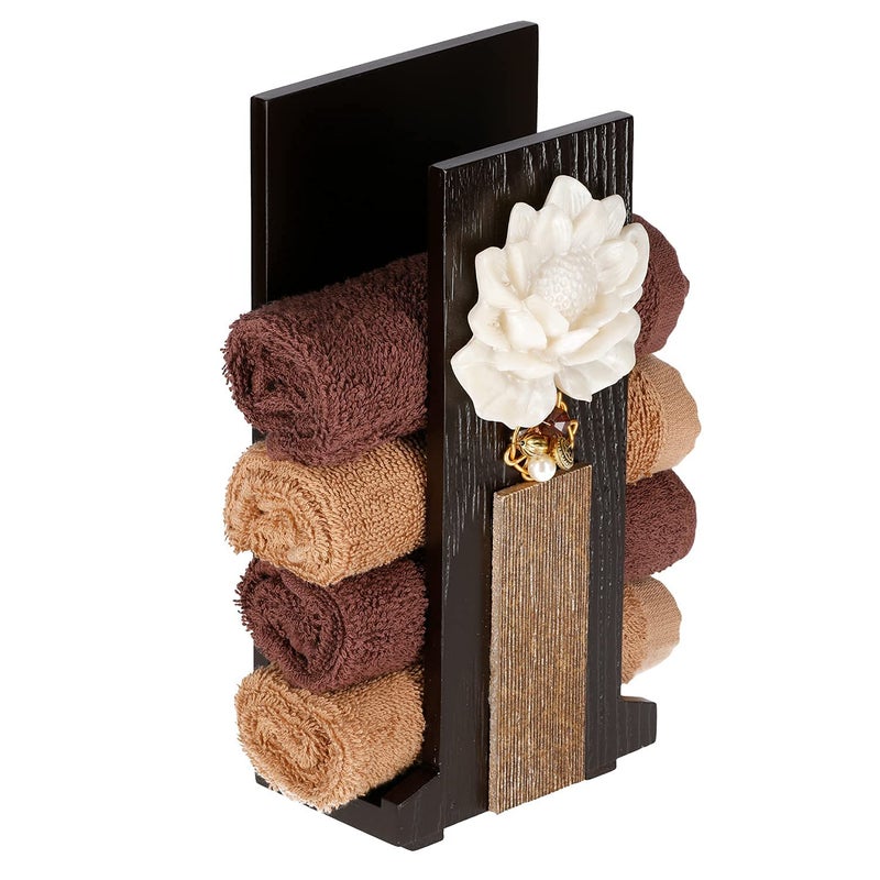 Cocktail COCKTAIL Handcrafted Wooden Hand Towel Holder Towel Stand For Bathroom Napkin Holder For Washbasin Towel Stand Guests Towel Organizer Rack Bathroom accessories Towel Rack Brown LotusG  - Image 4
