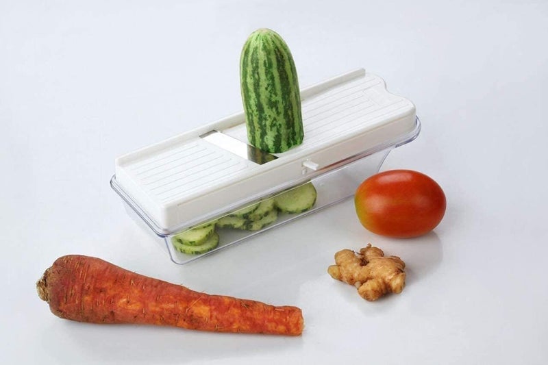 OZXI Stainless Steel, Plastic Vegetable and Dry Fruit Slicer Cutter, Multicolour Pack of 1. - Image 2