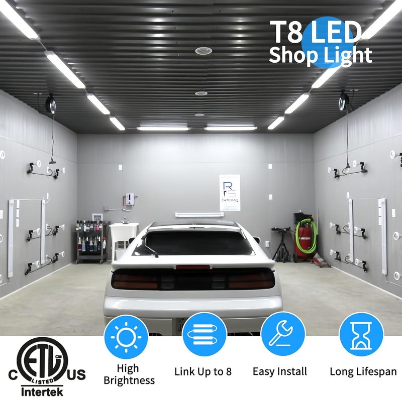 SHOPLED LED Shop Light 3FT, 30W 4000LM 6000K Cool White, V-Shaped Linkable T8 3 Foot Tube Lights, LED Ceiling Lights for Workbench, Workshop, Basement, ETL Listed, 4 Pack - Image 2