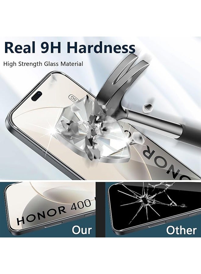 2 Pcs Honor 400 Lite 5G Screen Protector, With 2 Pcs Camera Protective Film, 9H Tempered Glass Screen Protector for Honor 400 Lite 5G, Full Coverage Bubble-Free Tempered Film, Anti-Scratch Film  - Image 2