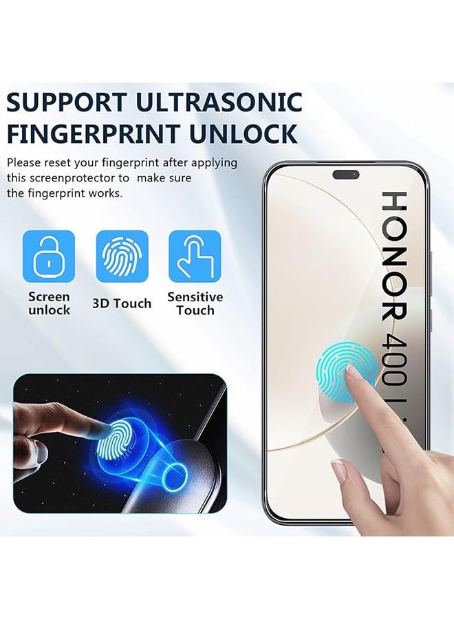 2 Pcs Honor 400 Lite 5G Screen Protector, With 2 Pcs Camera Protective Film, 9H Tempered Glass Screen Protector for Honor 400 Lite 5G, Full Coverage Bubble-Free Tempered Film, Anti-Scratch Film  - Image 3