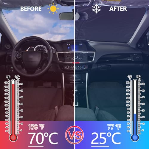 Qiosreui Windshield Sunshade for Honda Accord 2013-2016, Front Window Sun Shade, Foldable Reflective Sun Visor, Screen Shield Cover UV Blocker Protector HeatShield (White) - Image 2