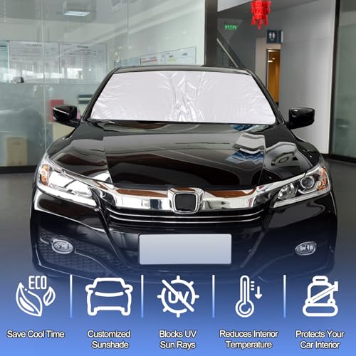 Qiosreui Windshield Sunshade for Honda Accord 2013-2016, Front Window Sun Shade, Foldable Reflective Sun Visor, Screen Shield Cover UV Blocker Protector HeatShield (White) - Image 3