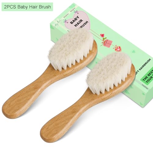 Molylove Baby Hair Brush, Wooden Baby Hair Brush for Newborns & Toddlers, Super Soft Goat Bristles Hair Brush, Toddler Hair Brush,Ideal for Cradle Cap (2PCS) - Image 2