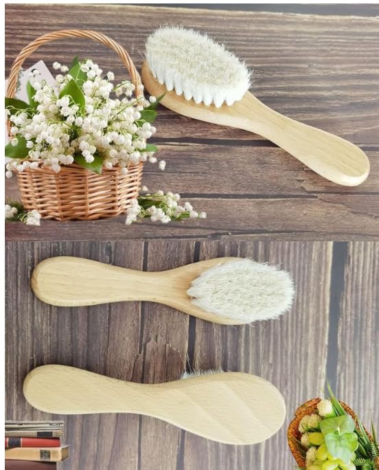 Molylove Baby Hair Brush, Wooden Baby Hair Brush for Newborns & Toddlers, Super Soft Goat Bristles Hair Brush, Toddler Hair Brush,Ideal for Cradle Cap (2PCS) - Image 5