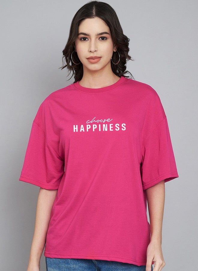 Trend Level Women Typography Printed Drop-Shoulder Sleeves T-shirt - Image 1
