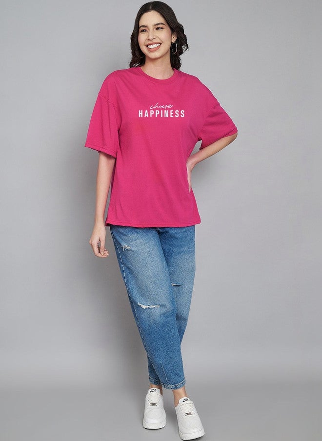 Trend Level Women Typography Printed Drop-Shoulder Sleeves T-shirt - Image 5