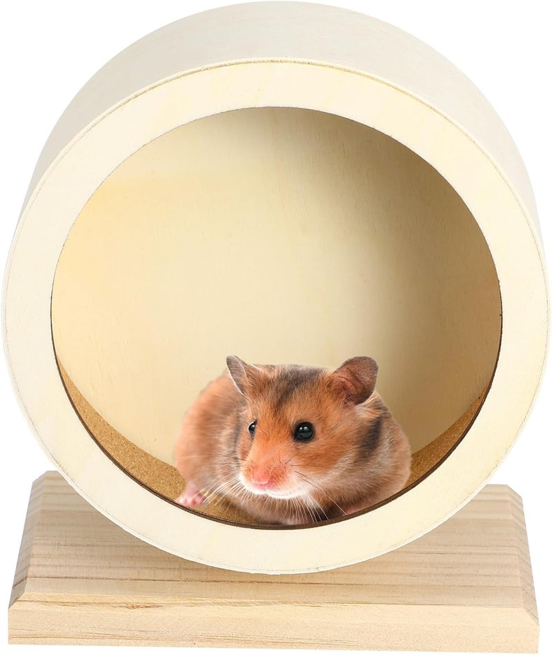 Garneck Wooden Non Run Exercise Wheel for Small Pets Silent and Durable Hamster for Hamsters Hedgehogs and Pet Rats S for Indoor Play and Activity - Image 1