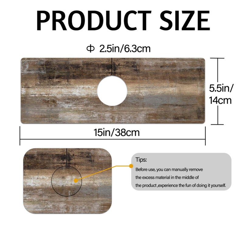 MCALK Dark Brown Kitchen Sink Faucet Mat Splash Guard, Absorbent Quick-Dry Kitchen Sink Mat - Ideal for Splash Guard & Drip Catching with Abstract Art Decor( 1pc 15"x5.5") - Image 5