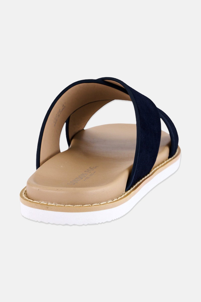 London Fog Men Slip On Cross Strap Arabic Sandal, Dark Navy - Image 2