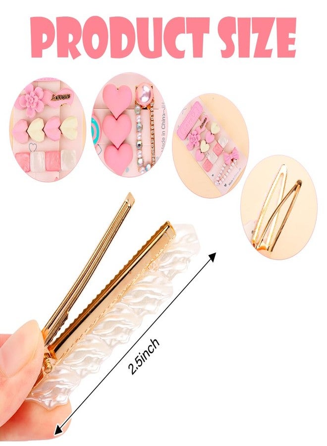 Exacoo 3Pack Cute kawaii Hair Clips for Girl Women 2.5 inch Cutecore Hair Accessories for Girls Decorative Pearl Hair Clips for Styling Small Metal Clip for Kids Teens Women - Image 2