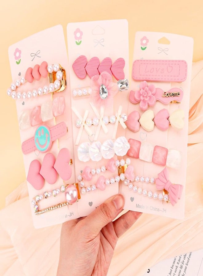 Exacoo 3Pack Cute kawaii Hair Clips for Girl Women 2.5 inch Cutecore Hair Accessories for Girls Decorative Pearl Hair Clips for Styling Small Metal Clip for Kids Teens Women - Image 3