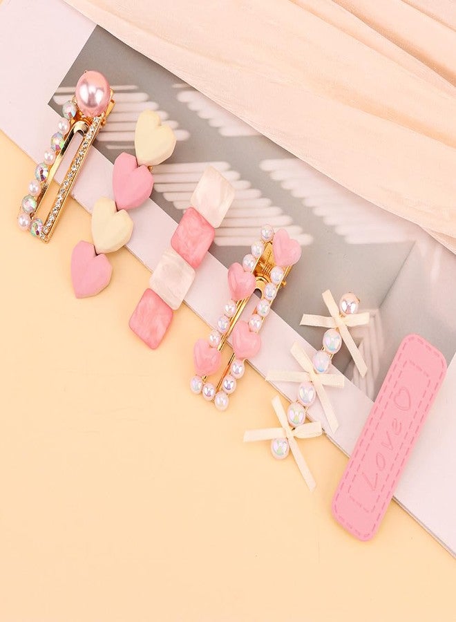 Exacoo 3Pack Cute kawaii Hair Clips for Girl Women 2.5 inch Cutecore Hair Accessories for Girls Decorative Pearl Hair Clips for Styling Small Metal Clip for Kids Teens Women - Image 4
