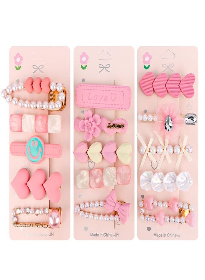 Exacoo 3Pack Cute kawaii Hair Clips for Girl Women 2.5 inch Cutecore Hair Accessories for Girls Decorative Pearl Hair Clips for Styling Small Metal Clip for Kids Teens Women - Image 1