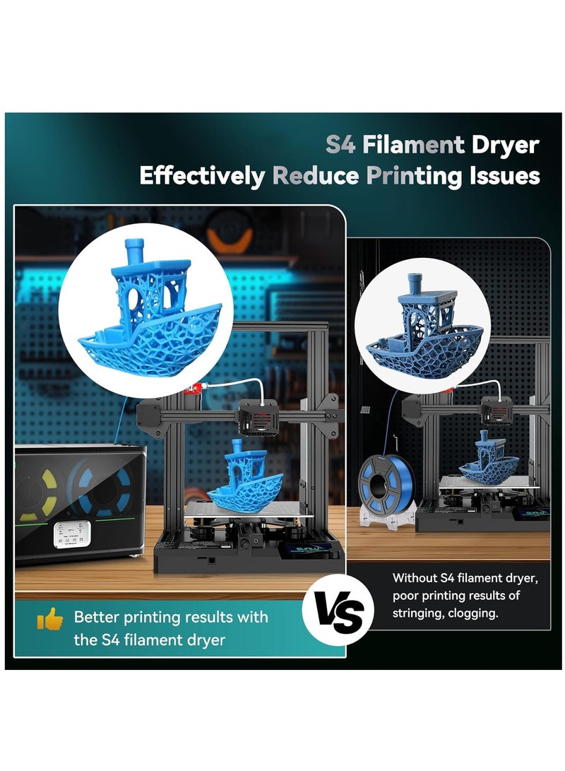 Filament Dryer S4, Large Capacity 3D Printer Filament Dryer Box with Triple Fan, 4-Spool Drying, Faster Heating, Auto Humidity Control, PLA PETG ABS TPU Nylon PA Filament Storage Box, Black - Image 5