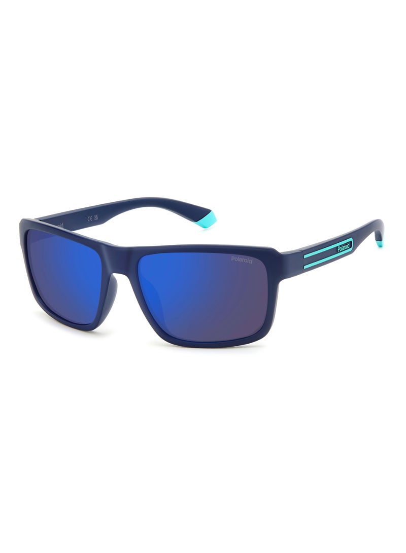 Polaroid Men's Polarized Rectangular Shape  Sunglasses PLD 2158/S BLUE 42 - Lens Size: 42.4 Mm - Mtt Blue M - Image 1