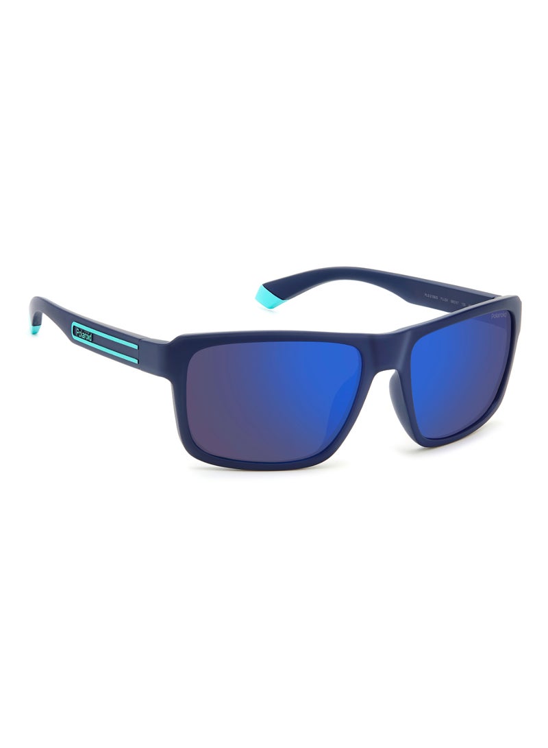 Polaroid Men's Polarized Rectangular Shape  Sunglasses PLD 2158/S BLUE 42 - Lens Size: 42.4 Mm - Mtt Blue M - Image 2