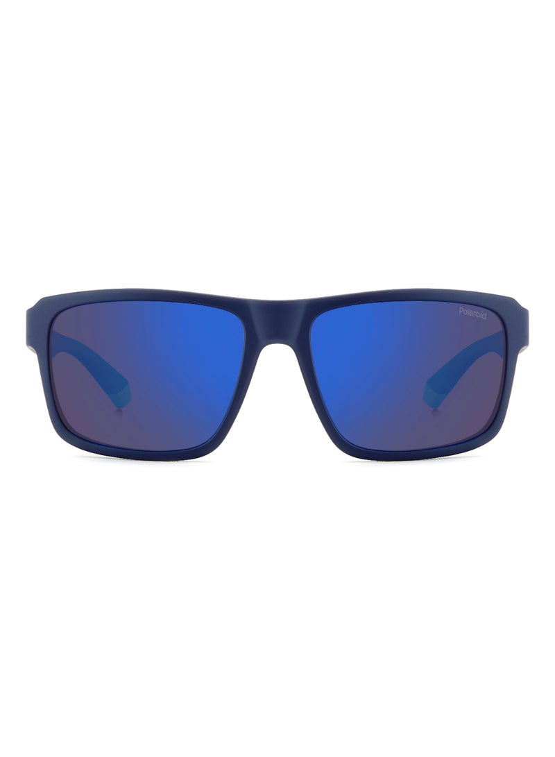 Polaroid Men's Polarized Rectangular Shape  Sunglasses PLD 2158/S BLUE 42 - Lens Size: 42.4 Mm - Mtt Blue M - Image 3