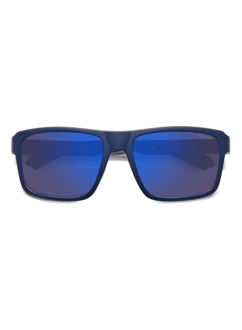 Polaroid Men's Polarized Rectangular Shape  Sunglasses PLD 2158/S BLUE 42 - Lens Size: 42.4 Mm - Mtt Blue M - Image 4