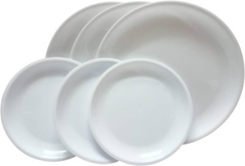 AWICKTIK Microwave Safe Unbreakable Big Plates Set of 3, Small Plates Set of 3 & 6 Pcs Bowl (White, Set of 12, Plastic) - Image 3