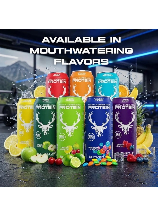Bucked Up Lightly Carbonated Protein Soda - 25g Whey Isolate - RTD - Zero Sugar, Low Calorie, Caffeine Free, Sparkling Protein Soda - 473 ml flavored (Green Apple) - Image 5