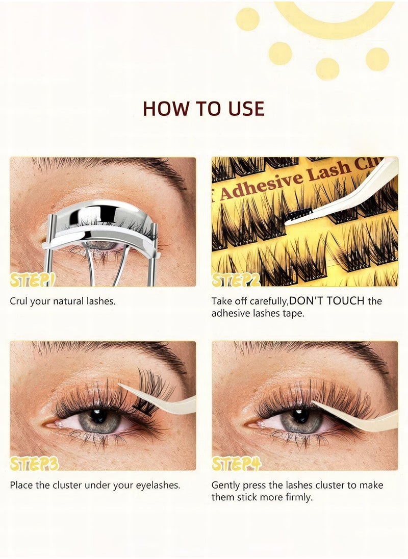 mierting - Self Adhesive Eyelashes Pre glued False Eyelashes 120 Piece Set of Glue-free False Eyelashes 10mm to 16mm and Tweezers Natural Look with Eyelash Clusters Tweezer Reusable Press on Lashes No Glue Needed Lashes - Image 1