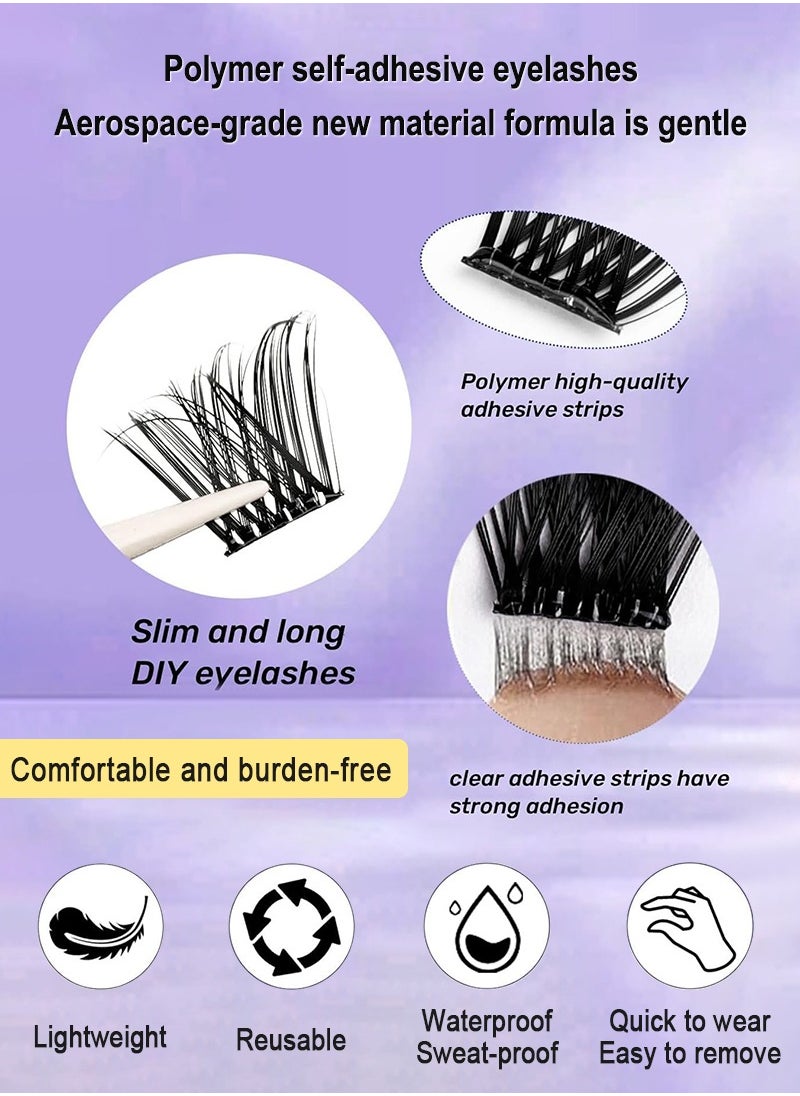 mierting - Self Adhesive Eyelashes Pre glued False Eyelashes 120 Piece Set of Glue-free False Eyelashes 10mm to 16mm and Tweezers Natural Look with Eyelash Clusters Tweezer Reusable Press on Lashes No Glue Needed Lashes - Image 1