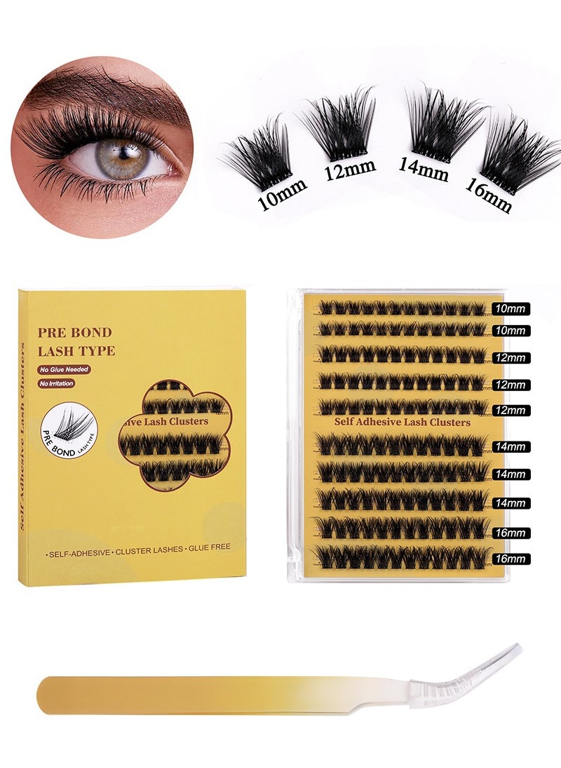 mierting - Self Adhesive Eyelashes Pre glued False Eyelashes 120 Piece Set of Glue-free False Eyelashes 10mm to 16mm and Tweezers Natural Look with Eyelash Clusters Tweezer Reusable Press on Lashes No Glue Needed Lashes - Image 1