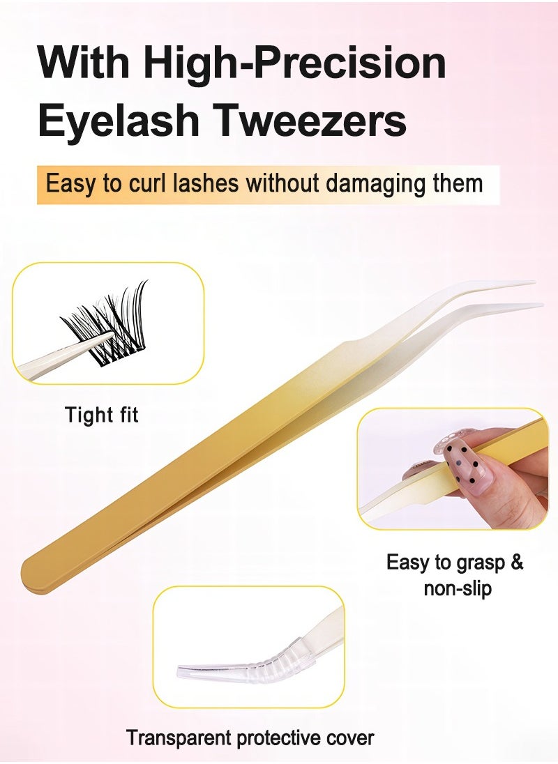mierting - Self Adhesive Eyelashes Pre glued False Eyelashes 120 Piece Set of Glue-free False Eyelashes 10mm to 16mm and Tweezers Natural Look with Eyelash Clusters Tweezer Reusable Press on Lashes No Glue Needed Lashes - Image 1