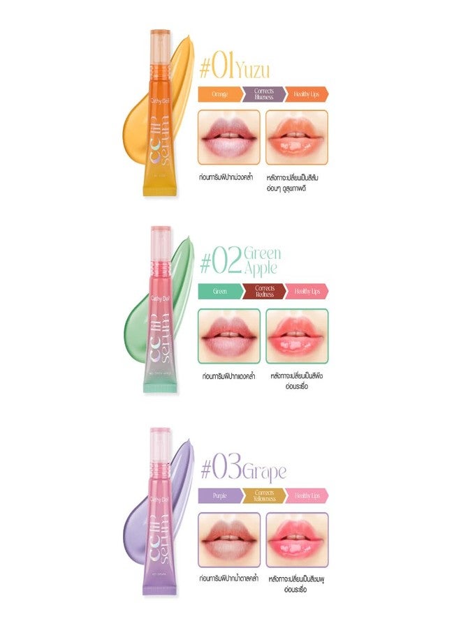 VIRAVIN HOUSEWARE Cathy Doll CC Lip Serum Color Corrector,Thailand, Green Apple Extract, 10g, Moisturising Formula - Image 5