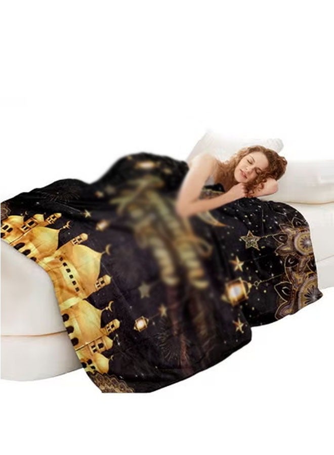 بيوينتي قصر الذهب الأسود بطانية ، بطانية لينة مريحة وخفيفة الوزن سميكة ، ديكور المنزل هدية السنة الجديدة ، الرجال والنساء والأطفال غرفة نوم غرفة المعيشة أريكة الديكور - Image 1