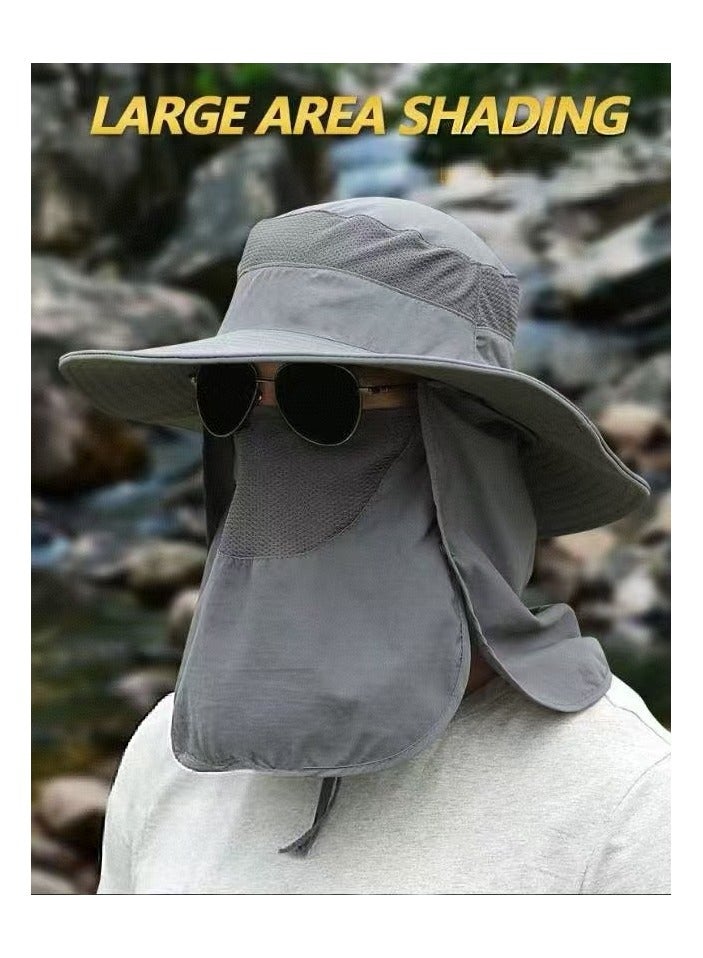 DELGREEN Sun Hats for Men Women Fishing Hat UPF 50+ Breathable Wide Brim Bucket Hats Summer UV Protection Safari Hat with Neck Flap  - Image 5