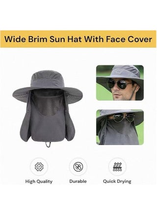 Sun Hats for Men Women Fishing Hat UPF 50+ Breathable Wide Brim Bucket Hats Summer UV Protection Safari Hat with Neck Flap - view 3