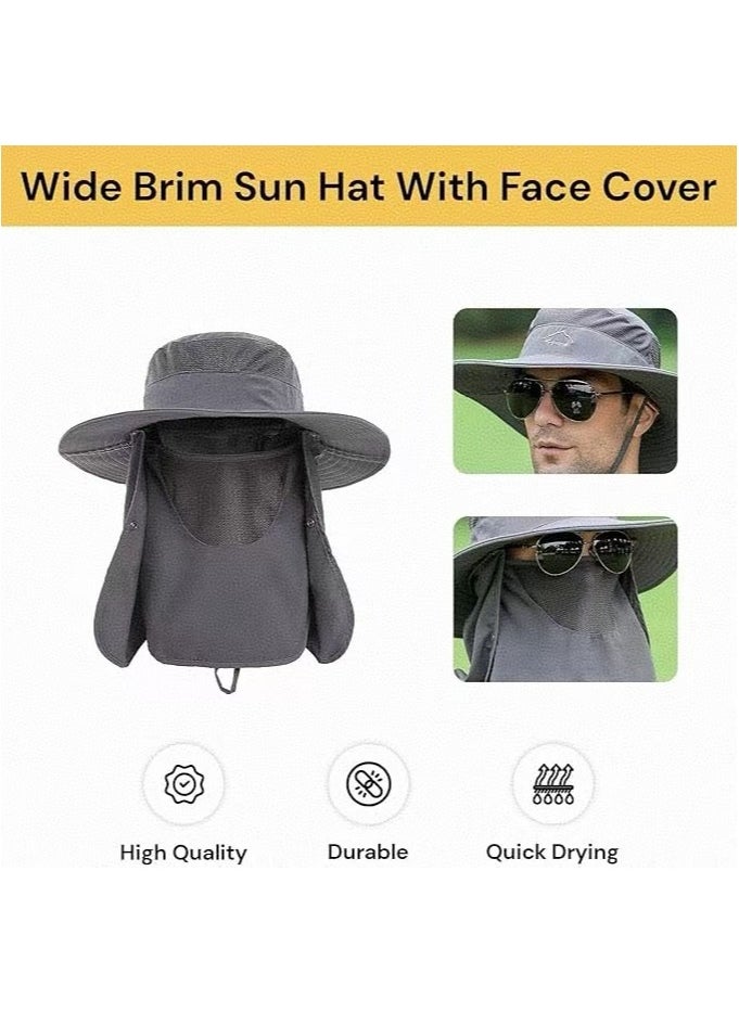 DELGREEN Sun Hats for Men Women Fishing Hat UPF 50+ Breathable Wide Brim Bucket Hats Summer UV Protection Safari Hat with Neck Flap  - Image 3